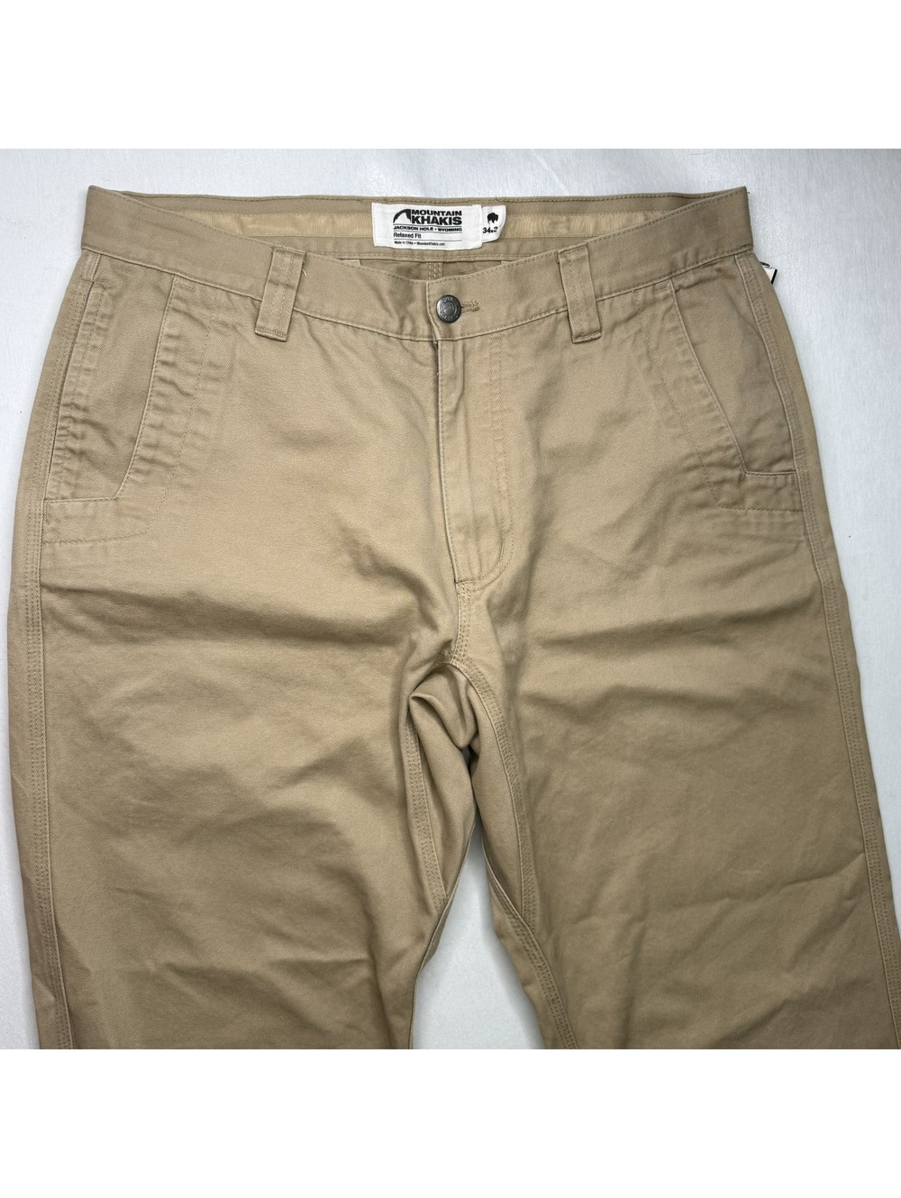 Mountain Khakis Mens 34x34 Teflon Twill Pants Relaxed Fit Khaki